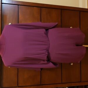 WHBM Solid Gypsy Purple Kimono Sleeve Romper with Pockets; Size 0